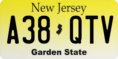 NJ license plate A38QTV