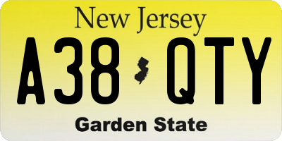 NJ license plate A38QTY
