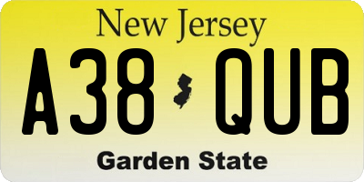NJ license plate A38QUB