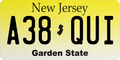 NJ license plate A38QUI