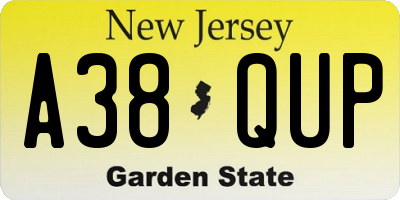 NJ license plate A38QUP