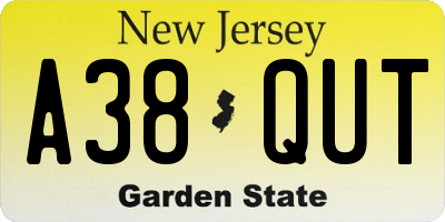 NJ license plate A38QUT