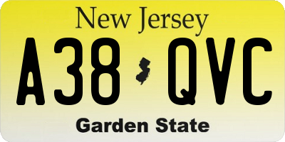 NJ license plate A38QVC