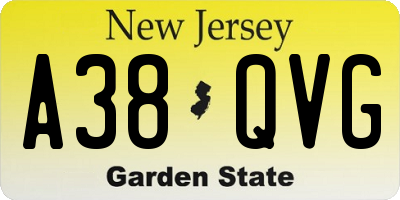 NJ license plate A38QVG