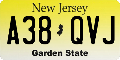 NJ license plate A38QVJ