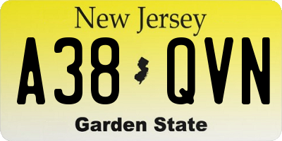 NJ license plate A38QVN