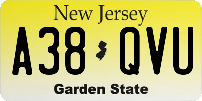 NJ license plate A38QVU