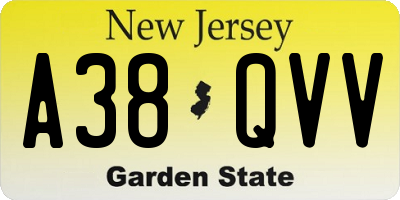 NJ license plate A38QVV