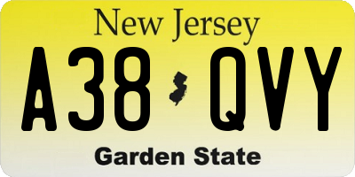 NJ license plate A38QVY