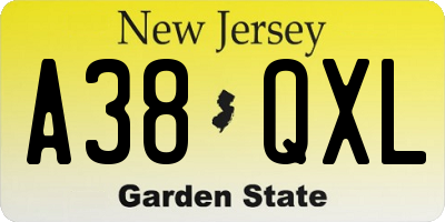 NJ license plate A38QXL