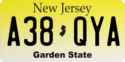 NJ license plate A38QYA