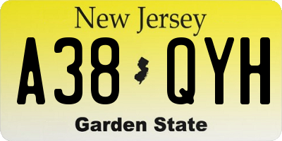 NJ license plate A38QYH