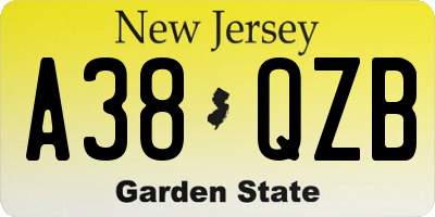 NJ license plate A38QZB