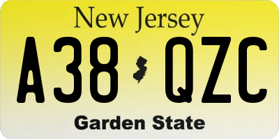 NJ license plate A38QZC