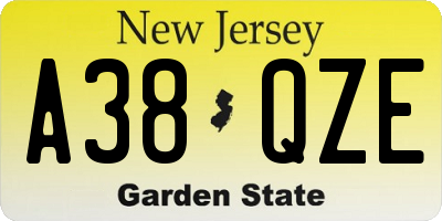 NJ license plate A38QZE