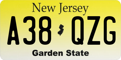 NJ license plate A38QZG