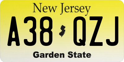NJ license plate A38QZJ