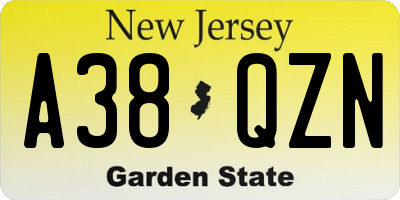 NJ license plate A38QZN