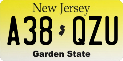 NJ license plate A38QZU