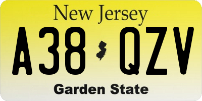 NJ license plate A38QZV
