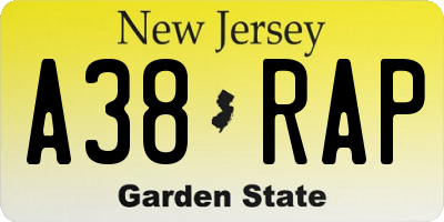 NJ license plate A38RAP