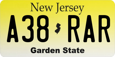 NJ license plate A38RAR