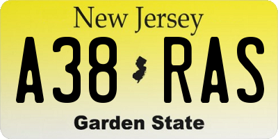 NJ license plate A38RAS