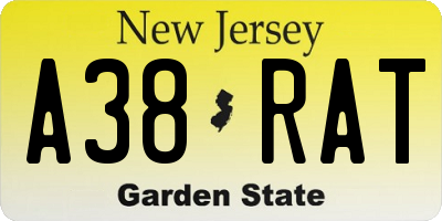 NJ license plate A38RAT