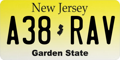 NJ license plate A38RAV