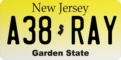 NJ license plate A38RAY