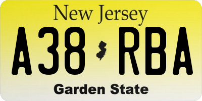NJ license plate A38RBA