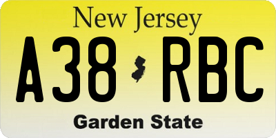 NJ license plate A38RBC