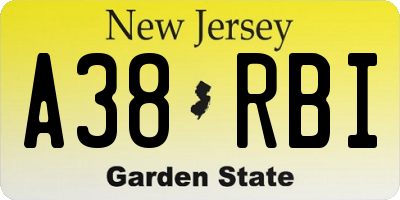 NJ license plate A38RBI
