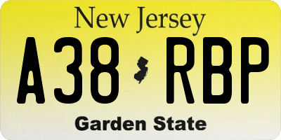 NJ license plate A38RBP