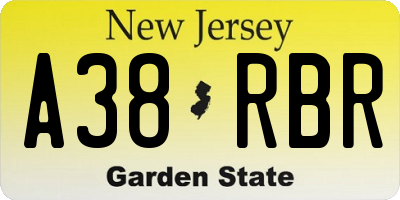 NJ license plate A38RBR