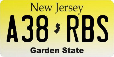 NJ license plate A38RBS