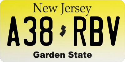NJ license plate A38RBV