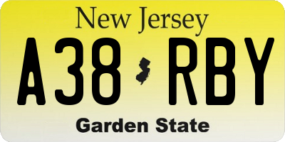 NJ license plate A38RBY