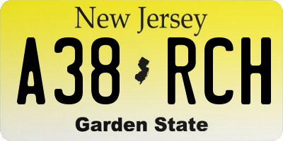 NJ license plate A38RCH