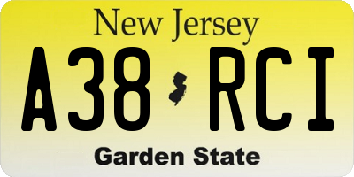 NJ license plate A38RCI