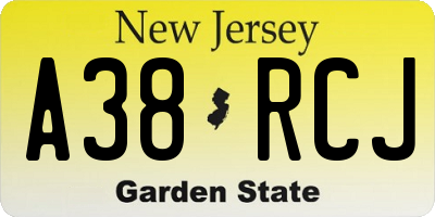 NJ license plate A38RCJ