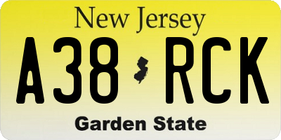 NJ license plate A38RCK