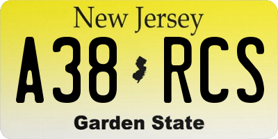 NJ license plate A38RCS
