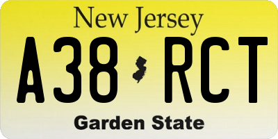 NJ license plate A38RCT