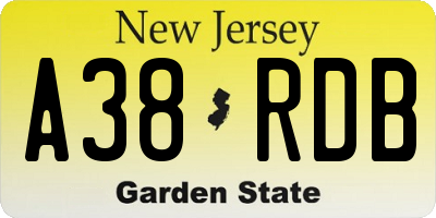 NJ license plate A38RDB