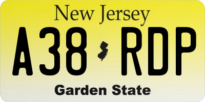 NJ license plate A38RDP