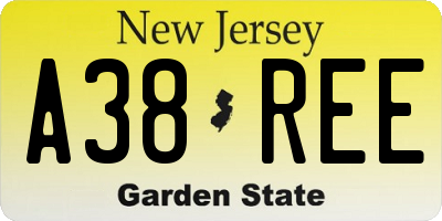 NJ license plate A38REE