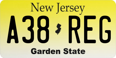 NJ license plate A38REG