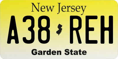 NJ license plate A38REH