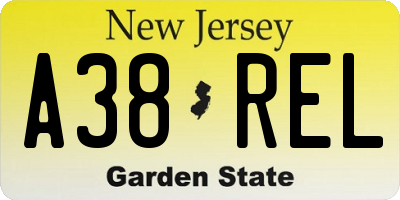 NJ license plate A38REL